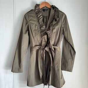 Willi Smith green Ruffled Zip Jacket